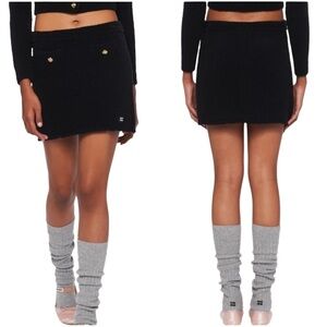 MIU MIU Wool Knit Bouclé Black Mini Skirt Made in Italy Size 36 / US XS